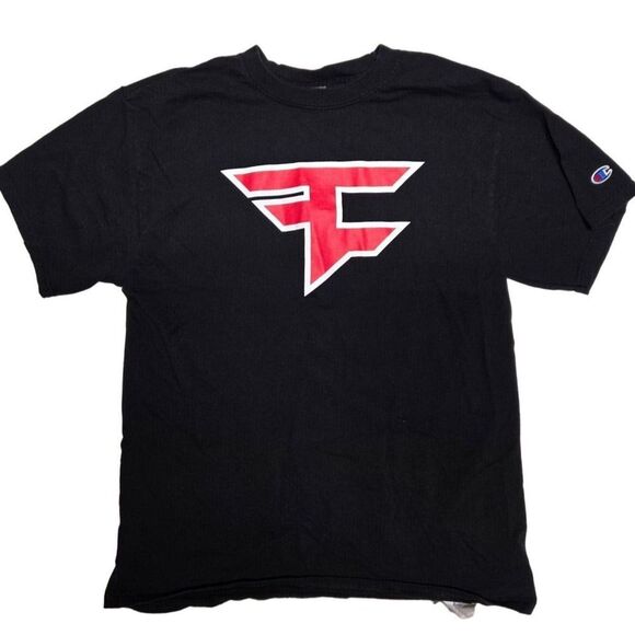 FaZe Clan Champion Black T-Shirt Gaming‎ Esports Logo Graphic Tee - Picture 1 of 10